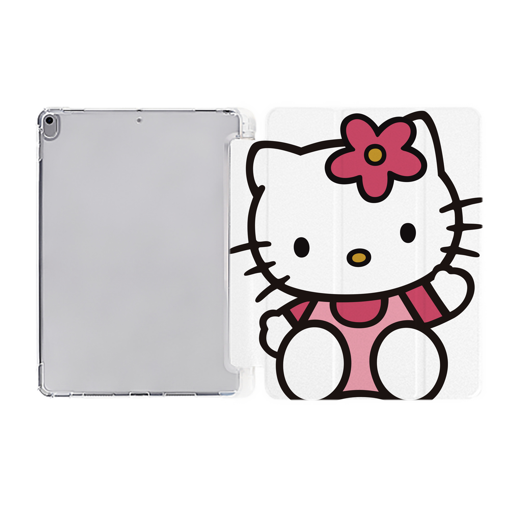 （画像用） Hello Kitty ハローキティ IPad ケース ペン収納付き 三つ折りスタンド PUレザー×シリコン 対応機種9.5/10.5/10.9インチ